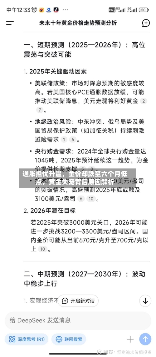通胀担忧升温，金价却跌至六个月低点，黄金失宠背后原因解析-第2张图片
